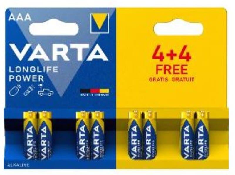 alkalické baterie AAA Varta blistr 8 ks