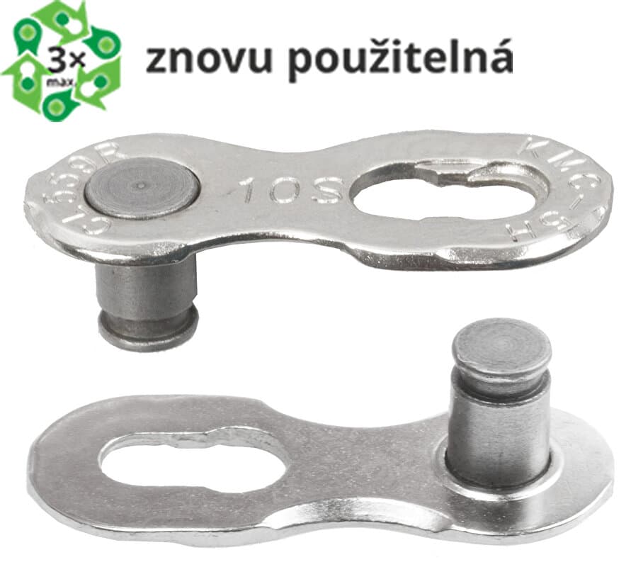 spojka řetězu KMC 10R EPT tm. stříbrná baleno po 5 ks cena za balení