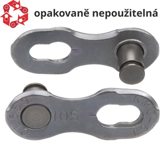spojka řetězu KMC 10NR EPT tm. stříbrná baleno po 50 ks, cena za balení