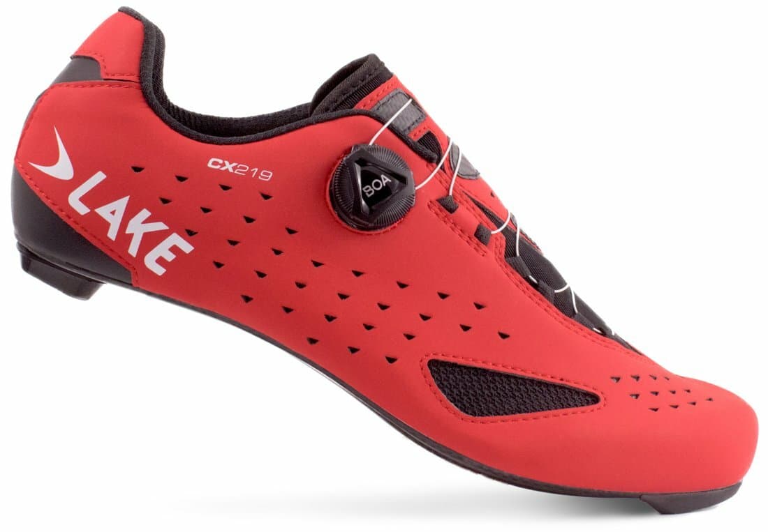 tretry LAKE CX219 Carbon červeno/bílé vel.45