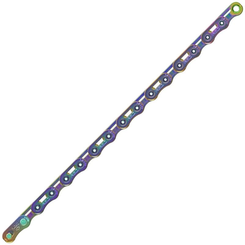 řetěz SRAM 12,13 speed Red E1 Flattop Rainbow 126 čl.+spojka PowerLock Flowlink v krabičce