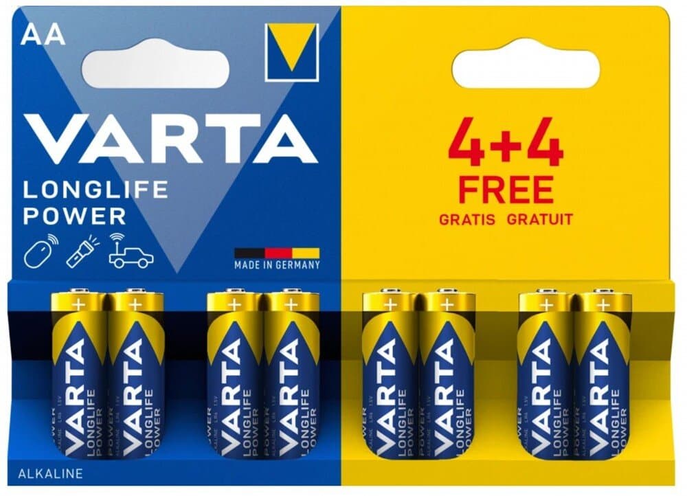 alkalické baterie AA Varta blistr 8 ks