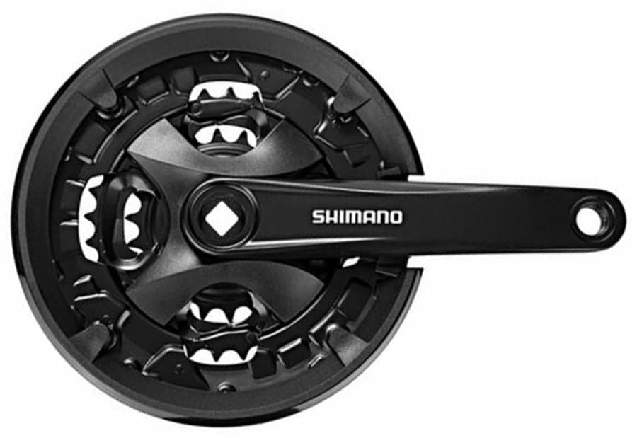 kliky SHIMANO FC-MT101-L, 170mm, 40-30-22 zubů, černé, s krytem, 9 speed, pro osu čtyřhran