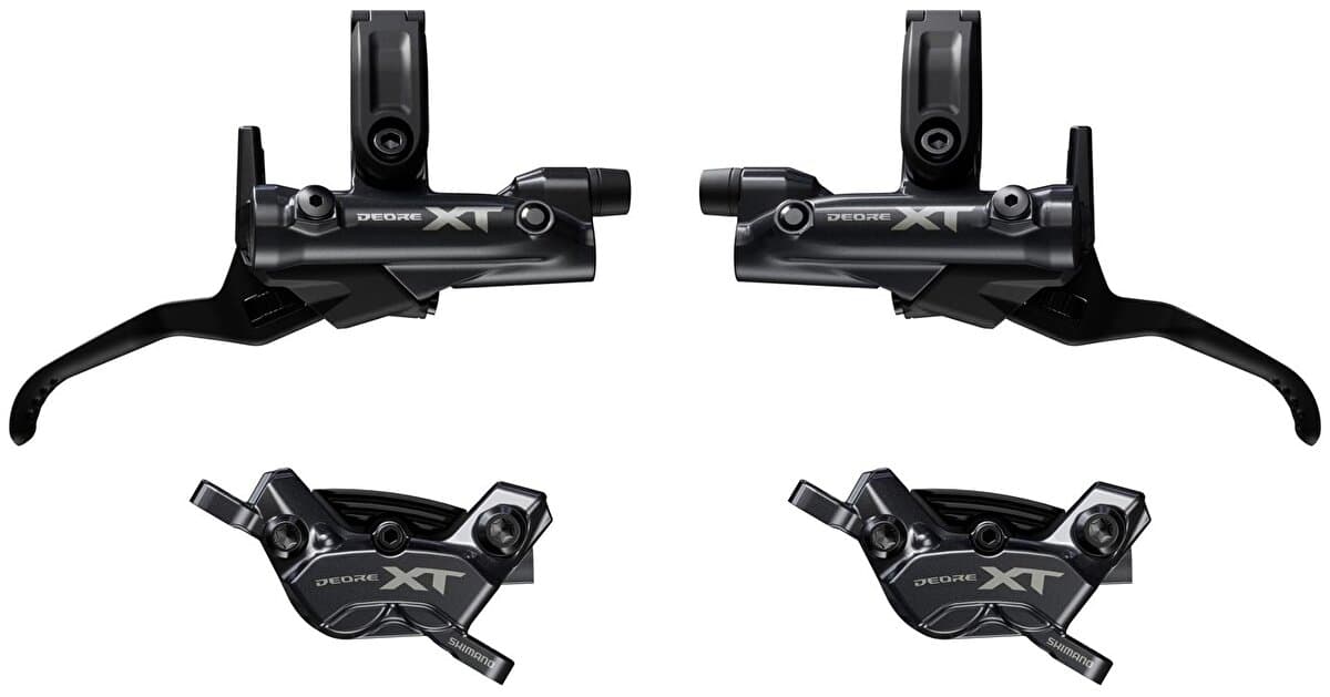brzda kotoučová SHIMANO XT M8220 čtyřpístková p+z komplet bez kotoučů a adapteru (J-kit), v krabičce