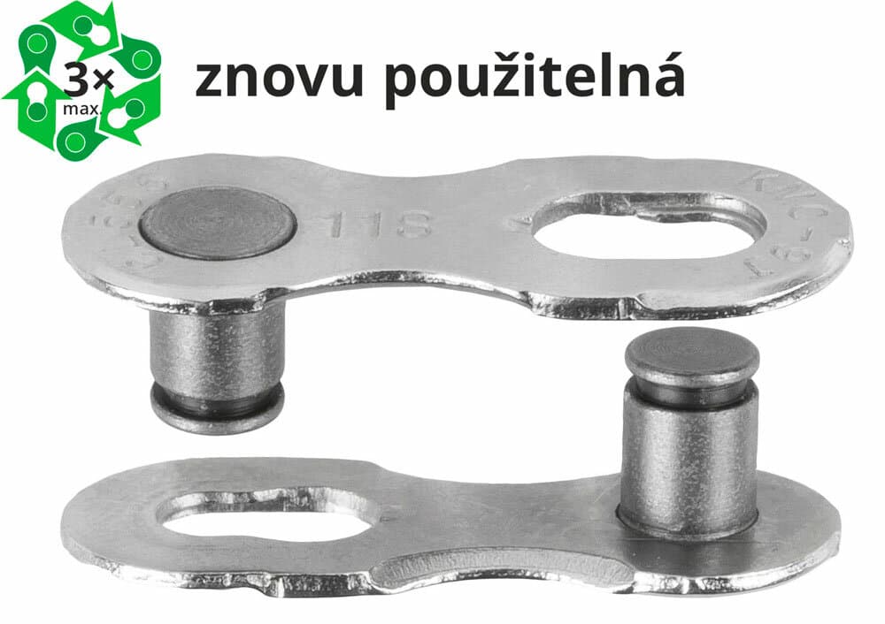 spojka řetězu KMC 11R EPT tm. stříbrná 2 ks na blistru, cena za balení