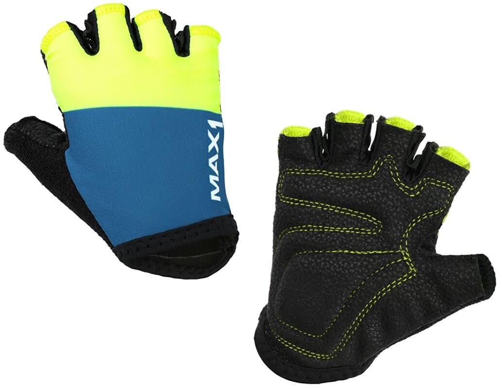dětské krátkoprsté rukavice MAX1 11-12 let modro/fluo žluté