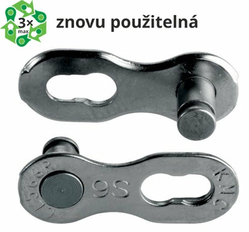 spojka řetězu KMC  9R EPT tm. stříbrná 2 ks na blistru, cena za balení