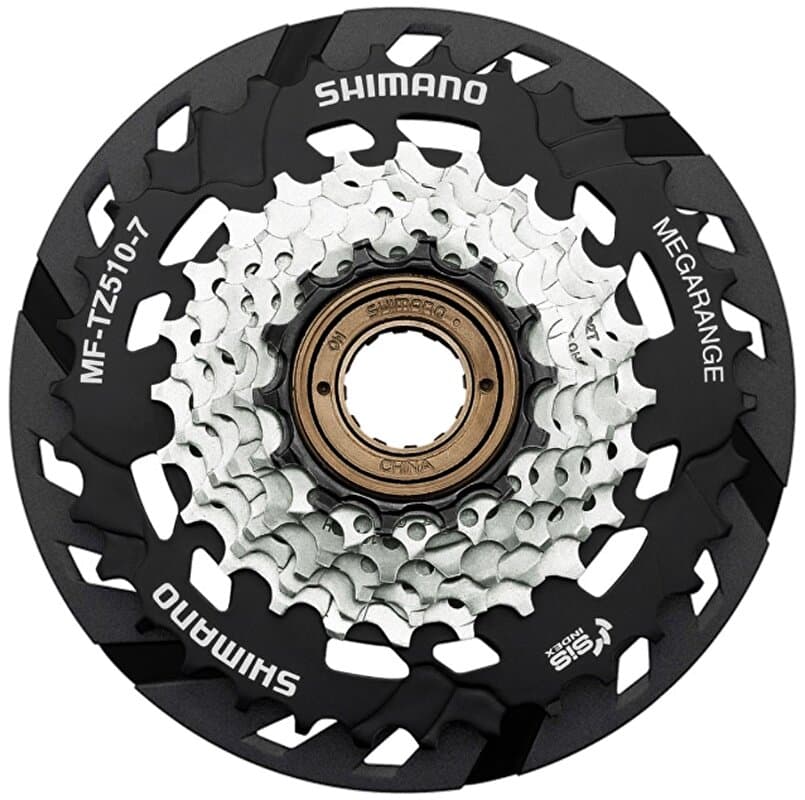 7-kolo SHIMANO MF-TZ510 14-34 zubů Megarange, s krytem paprsků, v krabičce