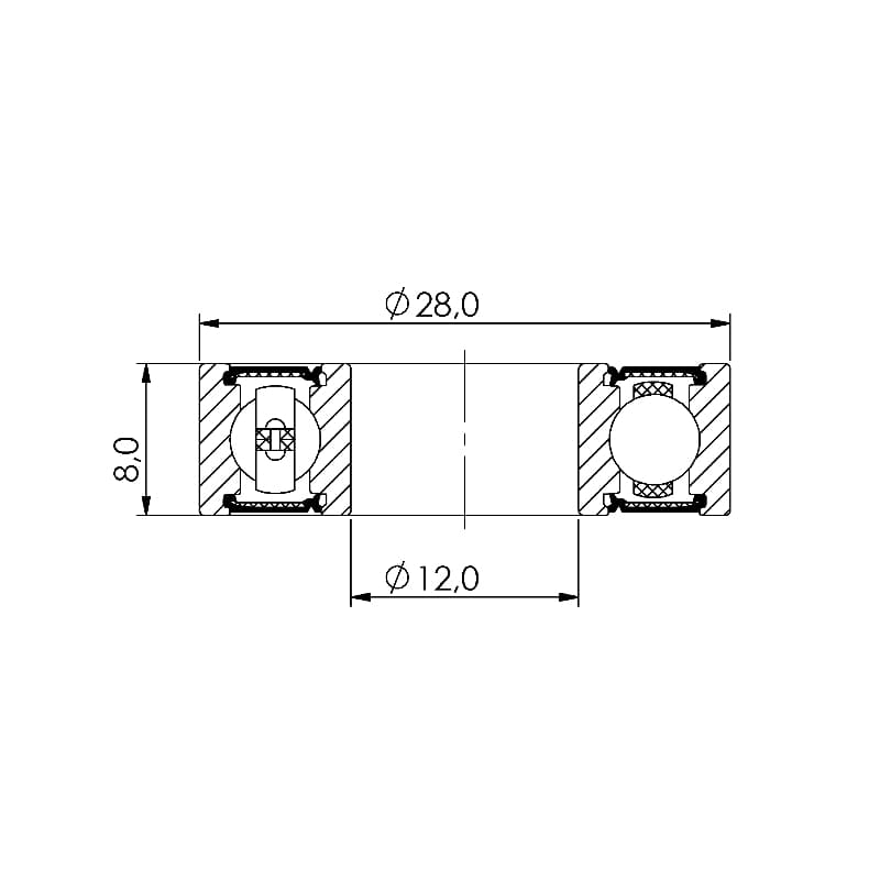 Ložisko kuličkové CB-075 6001 2RS  12x28x8 - náhled 2